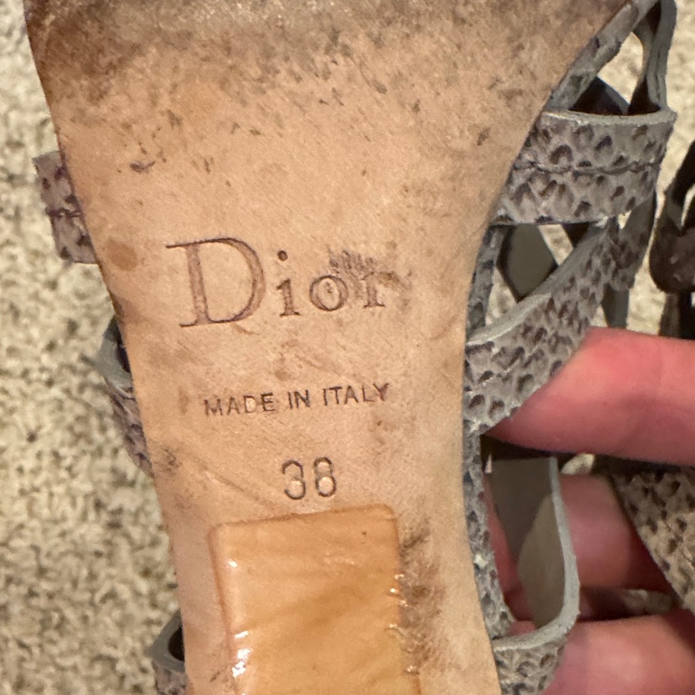 Dior Grey Python Embossed Paradis Cutout Sandals - image 8